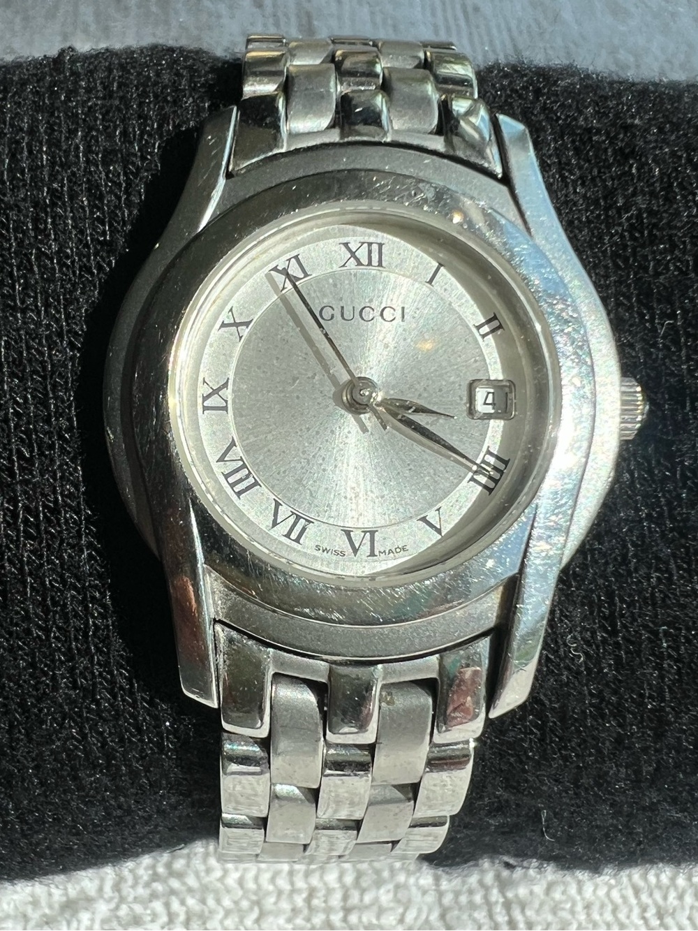 Vintage Gucci 5500L G-Class Ladies Watch Silver Roman Numeral Dial